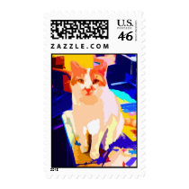 Brewskie Butt Cat Postage Stamp