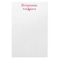 Brianna (Pink Butterfly) Customized Stationery