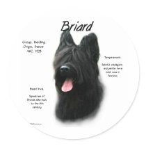 Briard (black) History Design Round Stickers