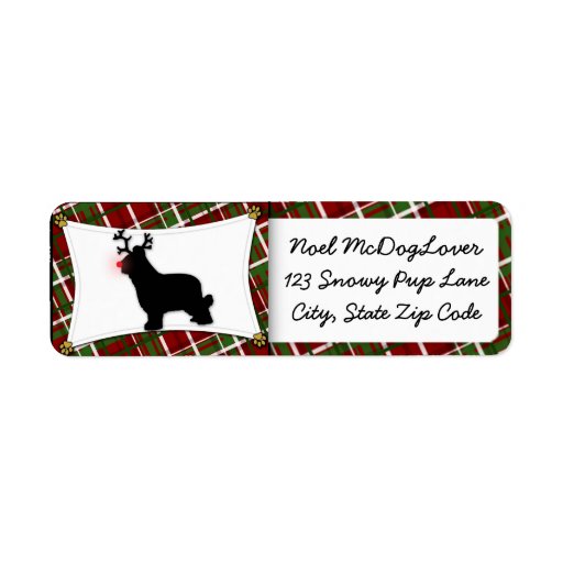 Briard Reindeer Christmas Return Address Label