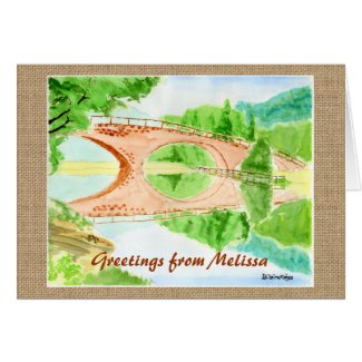 Brick Bridge Lake Reflection Greenery Summer Japan Cards