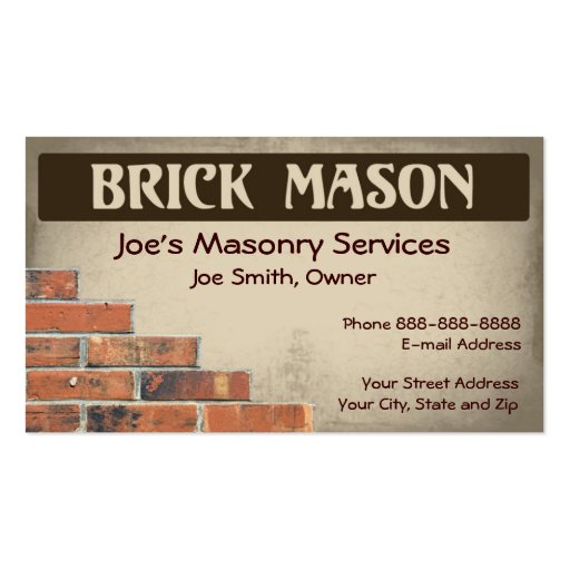 Brick Mason Masonry Business Card (front side)