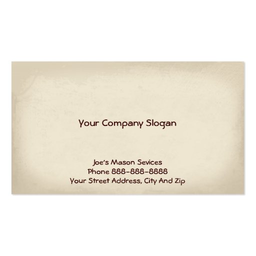 Brick Mason Masonry Business Card (back side)