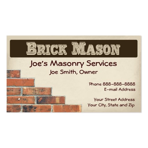 Brick Mason Masonry Business Card (front side)