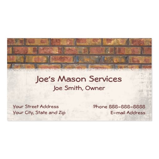 Brick Mason Masonry Business Card