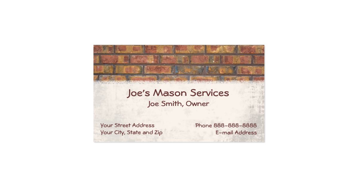 Brick Mason Masonry Business Card Zazzle