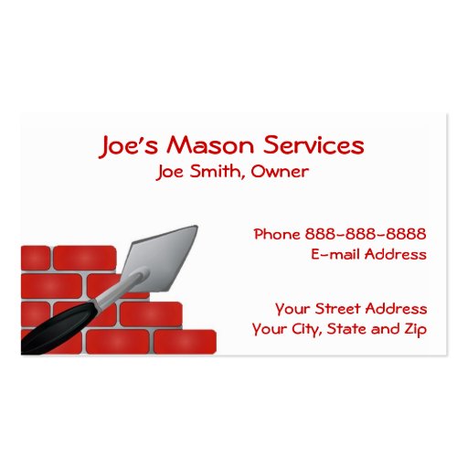 Brick Mason Masonry Business Card