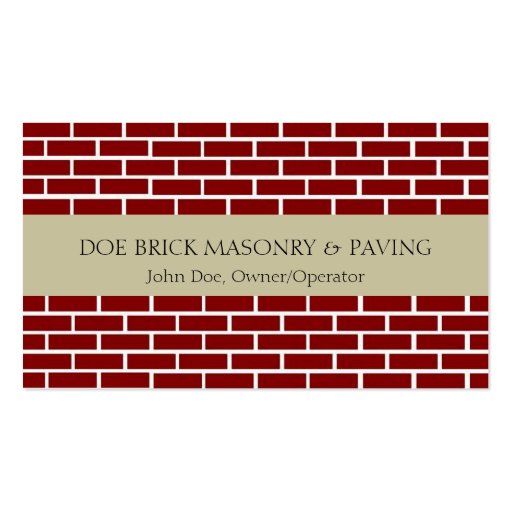 Brick Mason Tan/Fire Red Brick Business Card Template