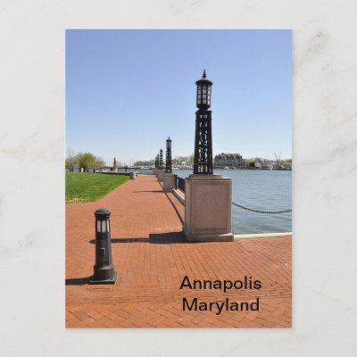 Brick pier by bay in Annapolis, Maryland Postcards