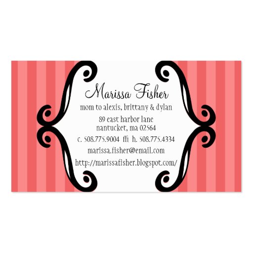 Brick Red Charming Striped Mommy Calling / Business Cards