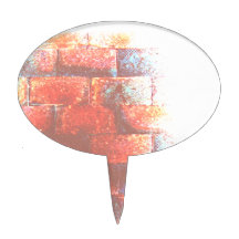 Brick Wall. Digital Art. Oval Cake Picks