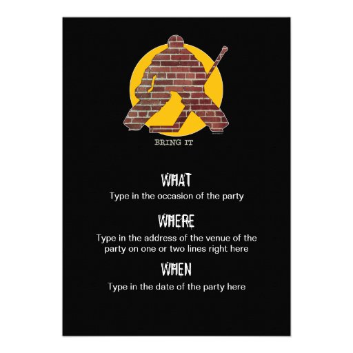 Brick Wall Goalie Party invitation