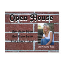 brick wall open house postcard