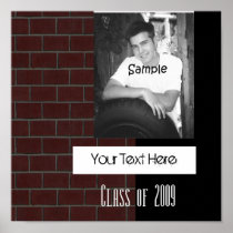 Brick Wall Photo Graduation Autograph Poster