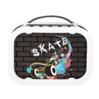 Brick Wall Skate Graffiti Logo With Board Yubo Lunch Boxes