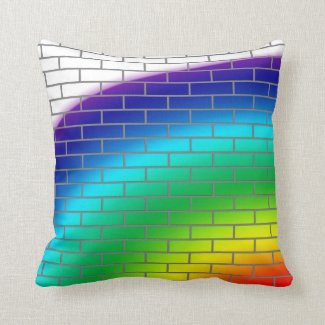 brick wall with rainbow colors