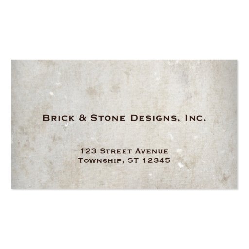 Bricklayer and Stone Masonry Brick Business Cards (back side)