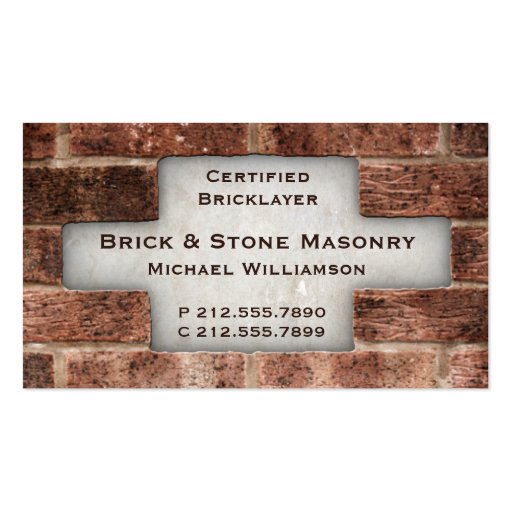 Bricklayer and Stone Masonry Brick Business Cards (front side)