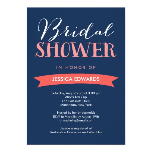 Bridal Banner Bridal Shower Invitation - Navy