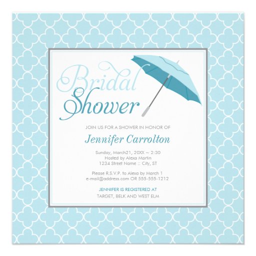 Bridal Blue Umbrella Shower Invitation