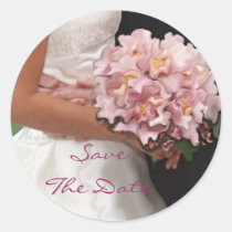 Bridal Couple & Flowers Save The Date Sticker