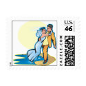 Bridal Couple On Beach postage