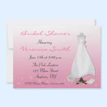 Bridal Gown Pink Shower Invitation invitations