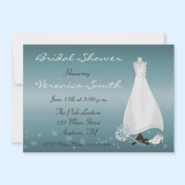 Bridal Gown Turquoise Shower Invitation invitations