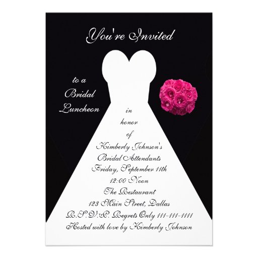 Bridal Luncheon Invitation -- Bridal Gown on Black