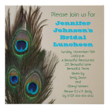 Bridal Luncheon Invitation -- Peacock Feathers