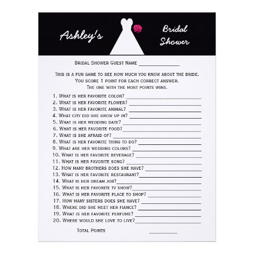 Bridal or Wedding Shower Party Game -- Bridal Gown Customized Letterhead