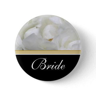 Bridal party name tags rose elegant gold black button