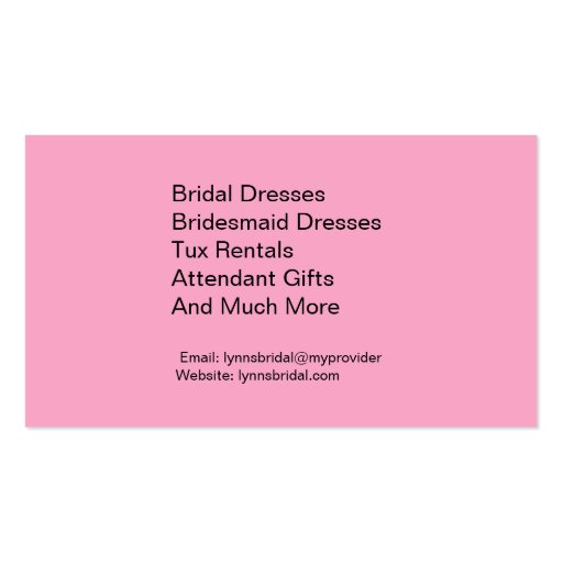 Bridal Shop Business Card (back side)
