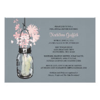 Bridal Showe Wildflowers & Mason Jar Custom Invitations
