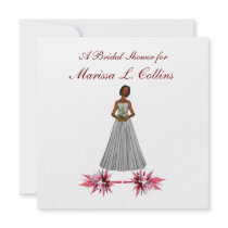 "Bridal Shower" African-Amer Bride [2] w/ Dark Pin Announcements