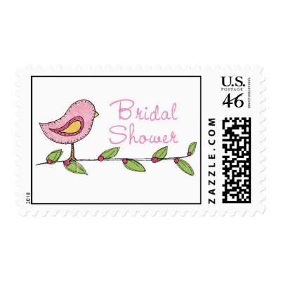 Bridal Shower Birdy in Tree Postage