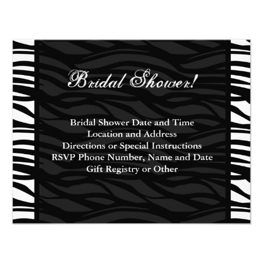 Bridal Shower, Black and White Zebra Stripes Personalized Announcement