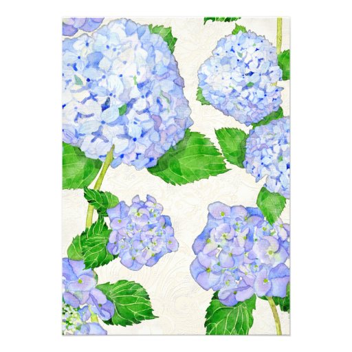 Bridal Shower Blue Hydrangea Lace Floral Formal Personalized Announcements