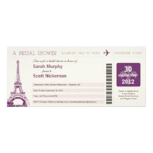 Bridal Shower Boarding Pass to Paris France Custom Invite