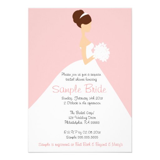 Bridal Shower Brown Hair Bride Invitation