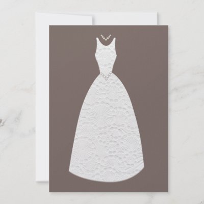 Bridal Shower Brown White Wedding Dress Invitation by Pip Gerard