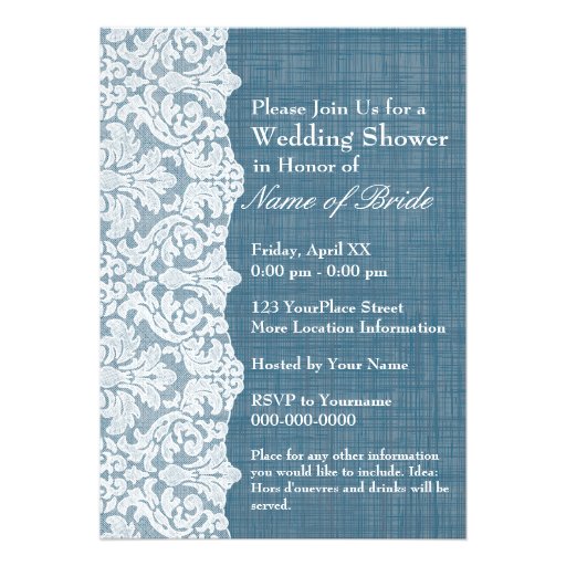 Bridal Shower: Denim and Lace Pattern Custom Announcement