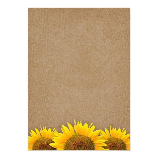 Bridal Shower Elegant Rustic Sunflower Linen Kraft 5x7 Paper Invitation Card