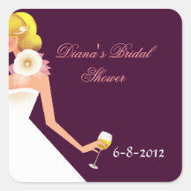 Bridal Shower Esemble Square Stickers