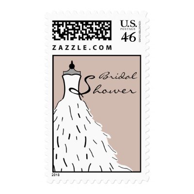 Bridal Shower Feather Wedding Dress - Custom color Postage Stamps