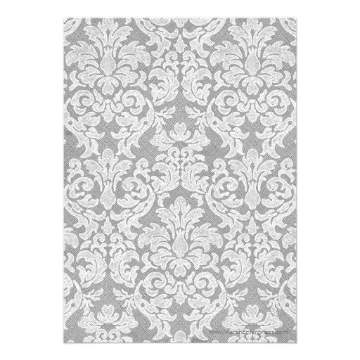 Bridal Shower: Floral Lace Pattern and gray Custom Invitations