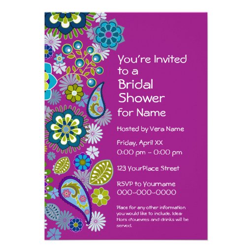 Bridal Shower - Fun Floral Pattern - magenta Custom Announcements