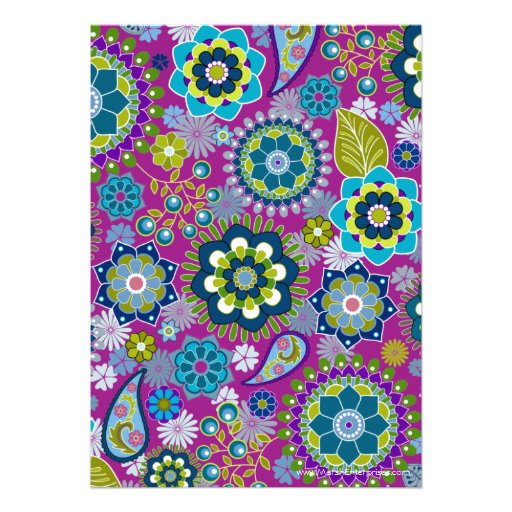 Bridal Shower - Fun Floral Pattern - teal blue Announcement