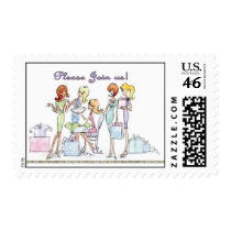 Bridal Shower Girl Party Postage Stamps