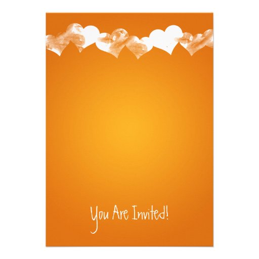 Bridal Shower Grunge Hearts Orange Personalized Invite